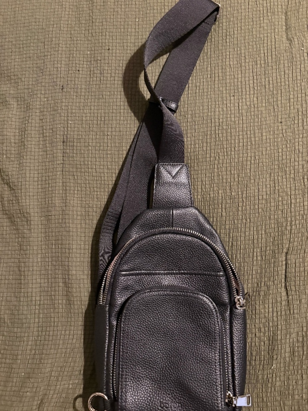 Black pebbled leather crossbody bag